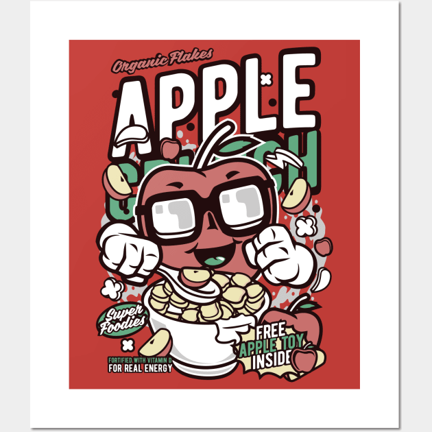 Retro Cereal Box Apple Crunch // Junk Food Nostalgia // Cereal Lover Wall Art by Now Boarding